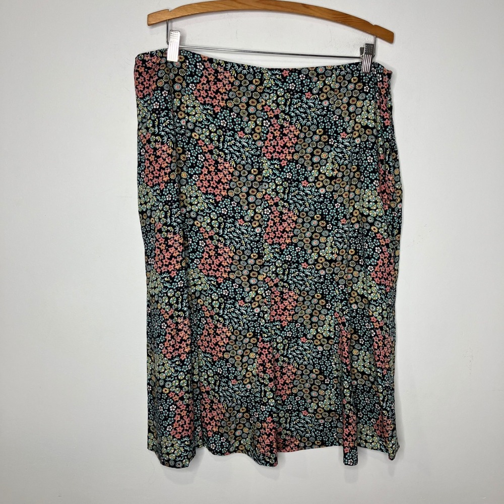 Y2K ditsy floral skirt multicolor Christopher & banks knee length womens size 16